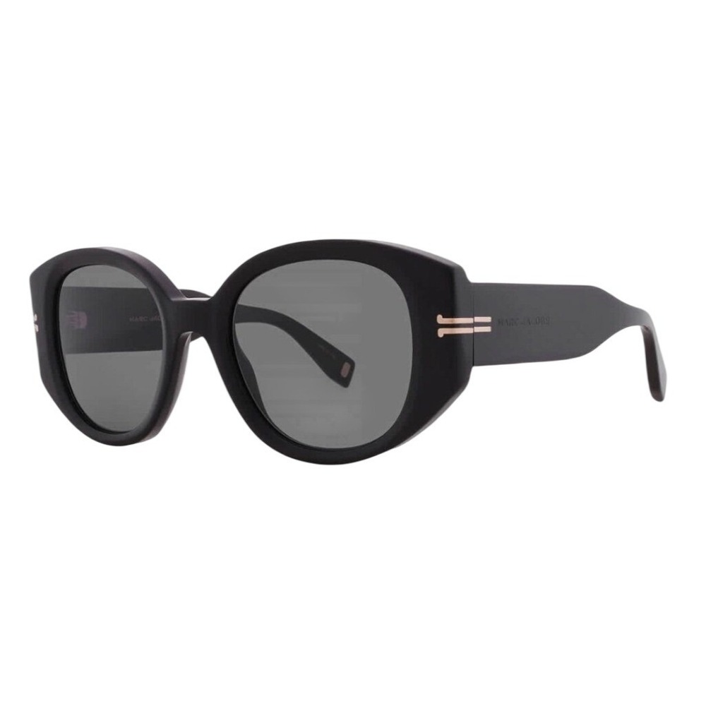 Marc Jacobs Black Oversized Round Sunglasses MARC 488/S Gold Hardware with Case